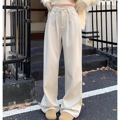 Light Blue High Waist Slimming And Straight Versatile Mop Pants